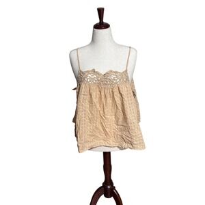 American Eagle Tan Crochet Lace Side-Tie Camisole Top Bohemian Summer|XL
